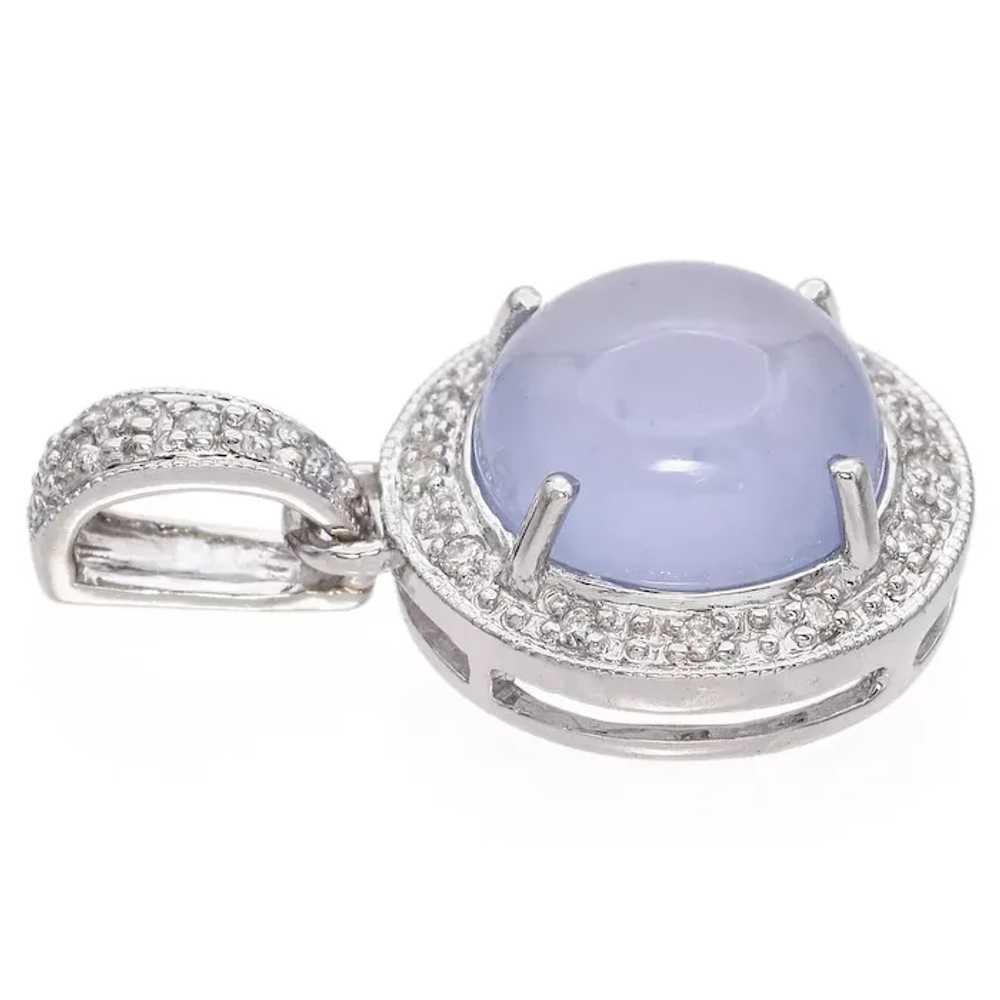 Vintage 14K White Gold Chalcedony & Pave Diamond … - image 3