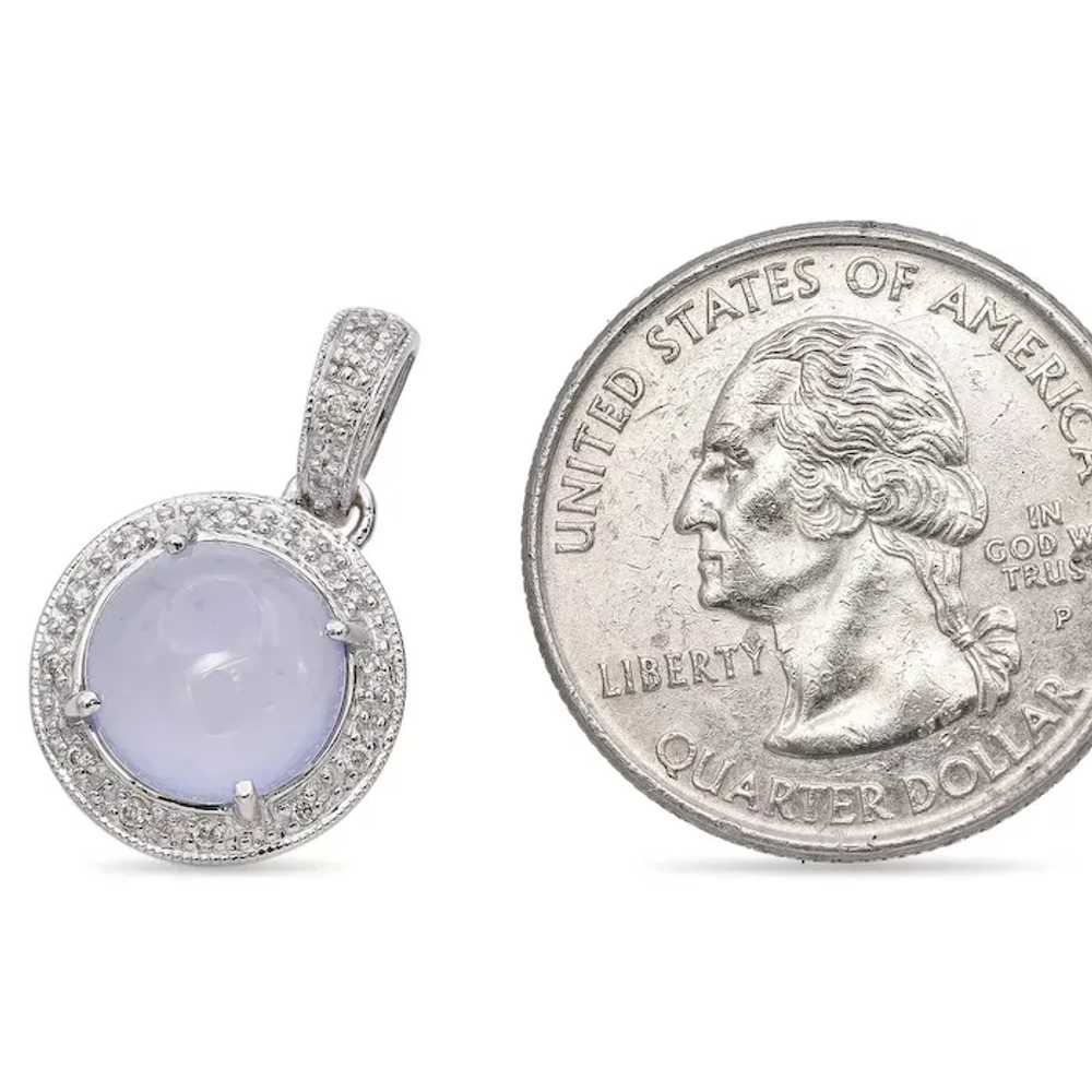 Vintage 14K White Gold Chalcedony & Pave Diamond … - image 4