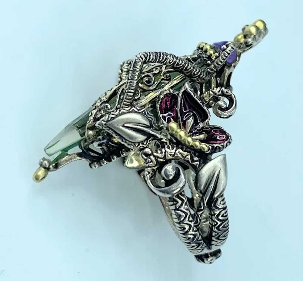 Barbara Bixby Sterling/18k Gemstone Grasshopper R… - image 2