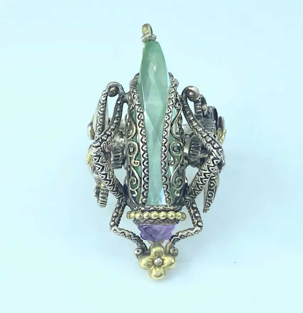 Barbara Bixby Sterling/18k Gemstone Grasshopper R… - image 3