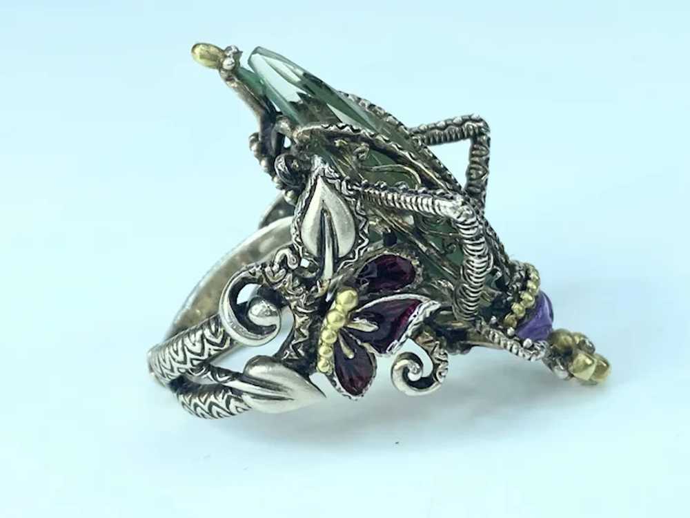 Barbara Bixby Sterling/18k Gemstone Grasshopper R… - image 4