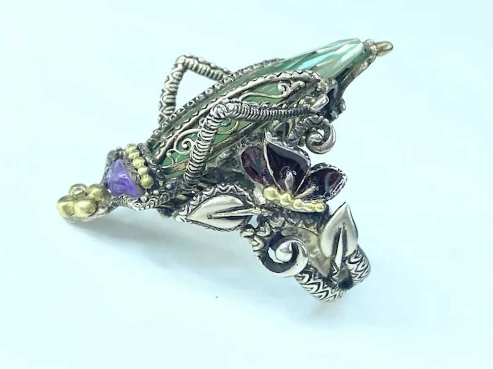 Barbara Bixby Sterling/18k Gemstone Grasshopper R… - image 8