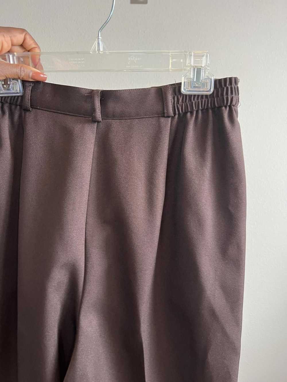 Designer Vintage Retro Brown Pleated High Waist D… - image 5