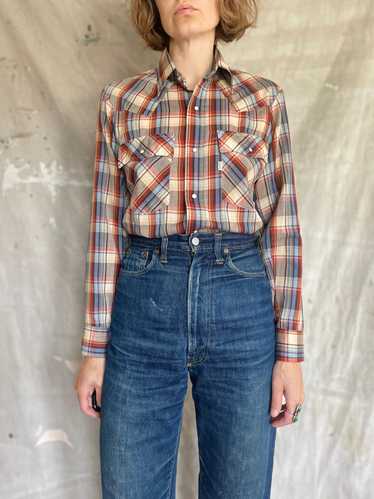 80s Levi’s Pearl Snap Plaid Western Shirt