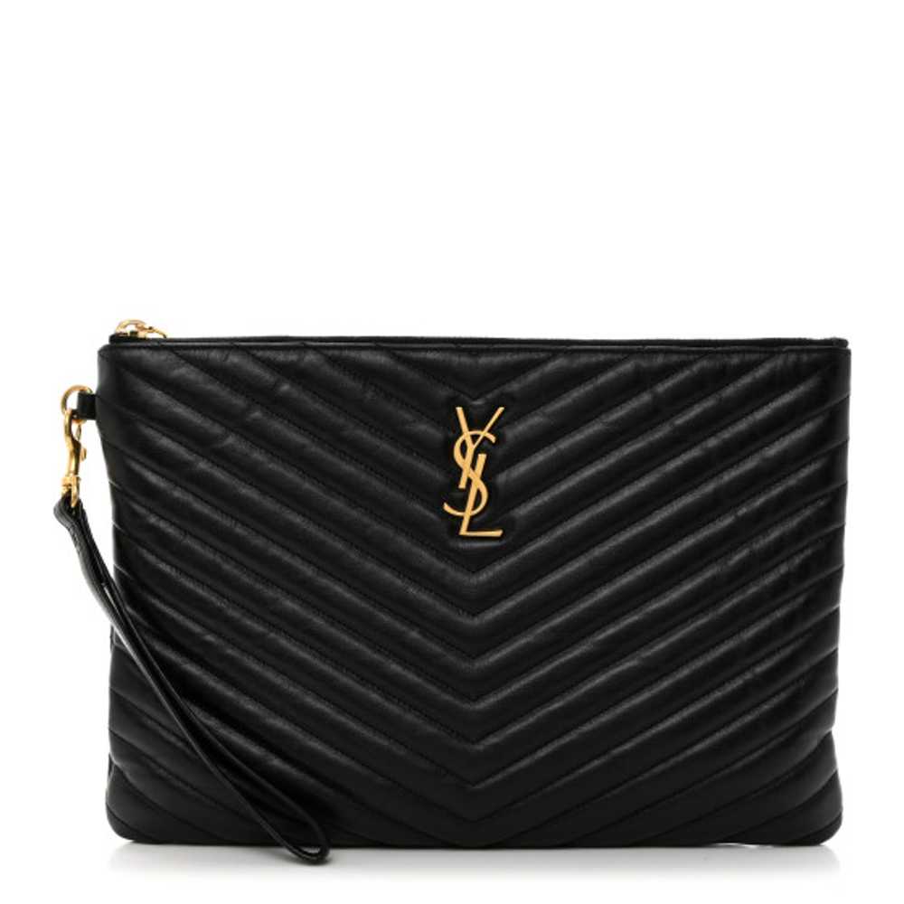 SAINT LAURENT Calfskin Matelasse Chevron Monogram… - image 1