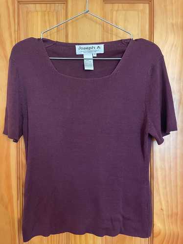 Joseph A. Short-sleeved silk sweater in wine…