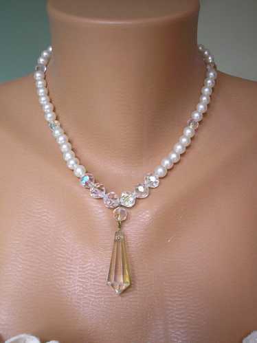 Pearl And Crystal Drop Choker