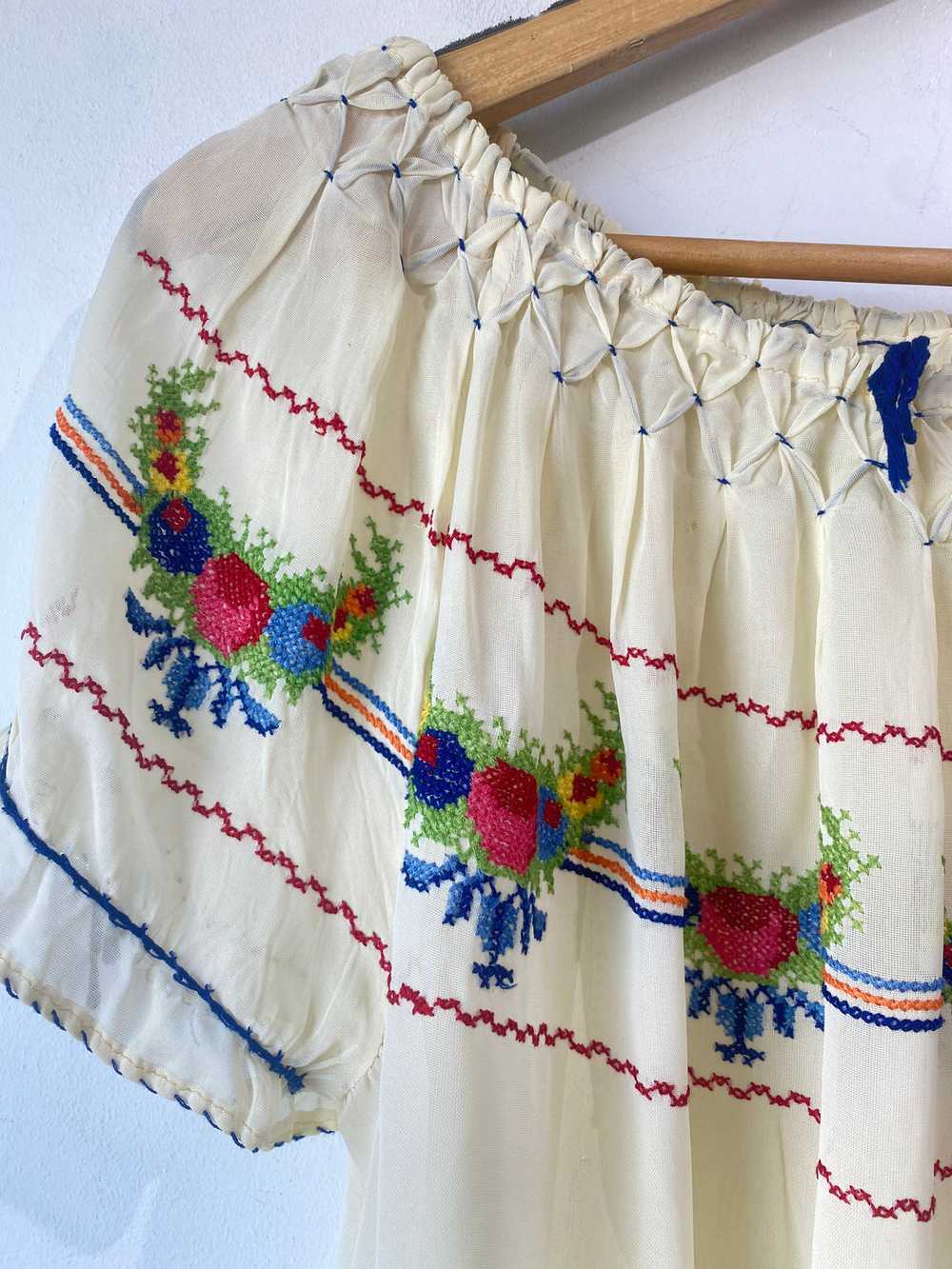 Antique Romanian Cross Stitched Top - image 2