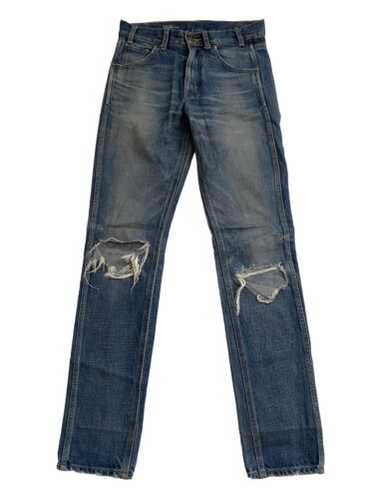 デニム・ジーパン Celine Celine Slim Jeans Cotton Denim Indigo Blue Eclypse Celine Hedi Slimane Slim Mid Waist Patch Indigo Blue Rigid