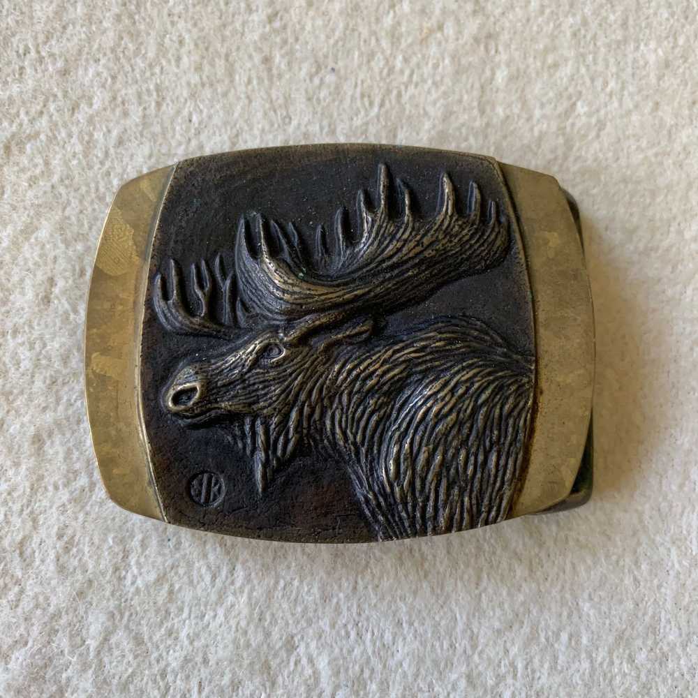 Other × Vintage Vintage Wildlife MOOSE Belt Buckl… - image 1