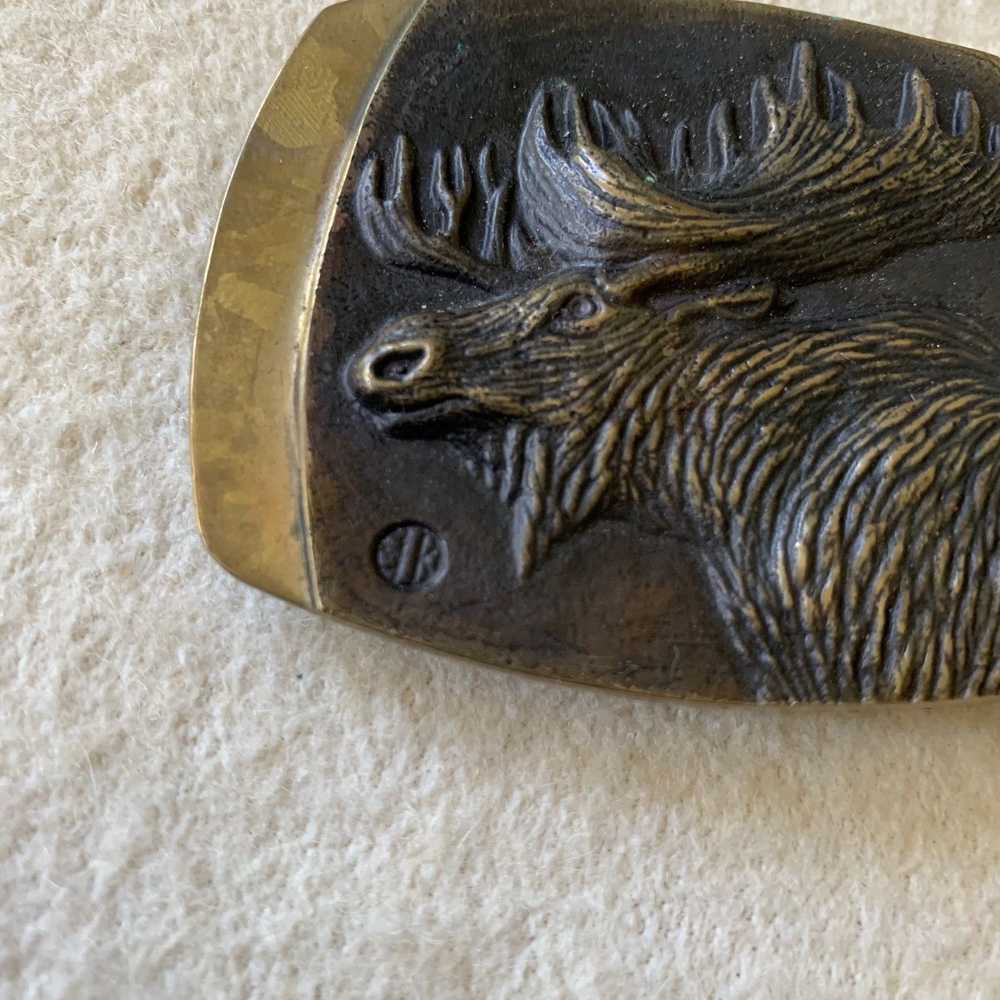 Other × Vintage Vintage Wildlife MOOSE Belt Buckl… - image 2