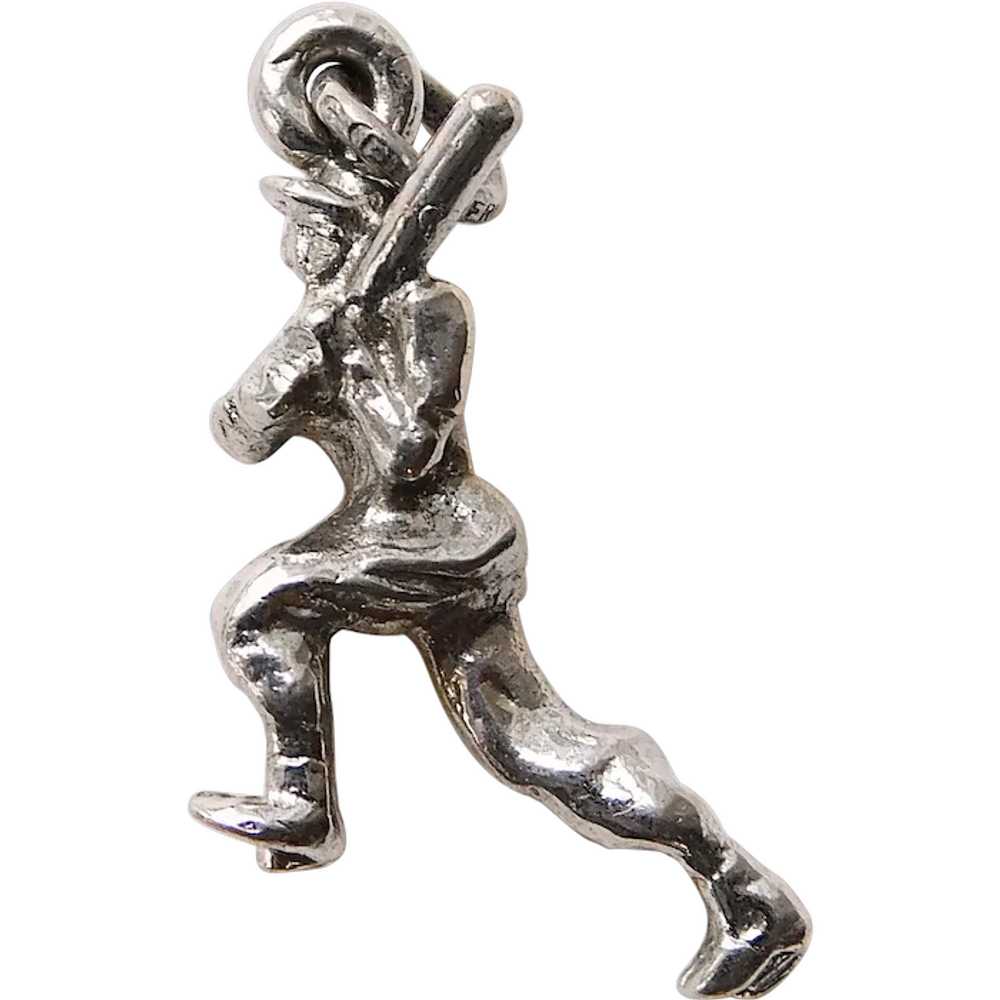 Sterling BASEBALL BATTER Vintage Charm - Baseball… - image 1