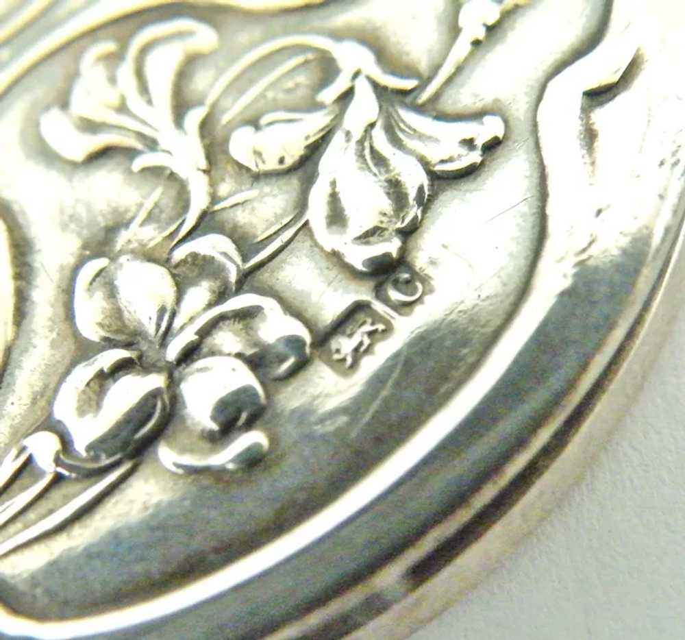 Art nouveau sterling silver mirror slide locket E… - image 4