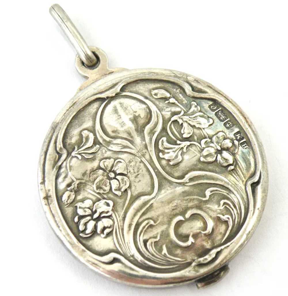 Art nouveau sterling silver mirror slide locket E… - image 5