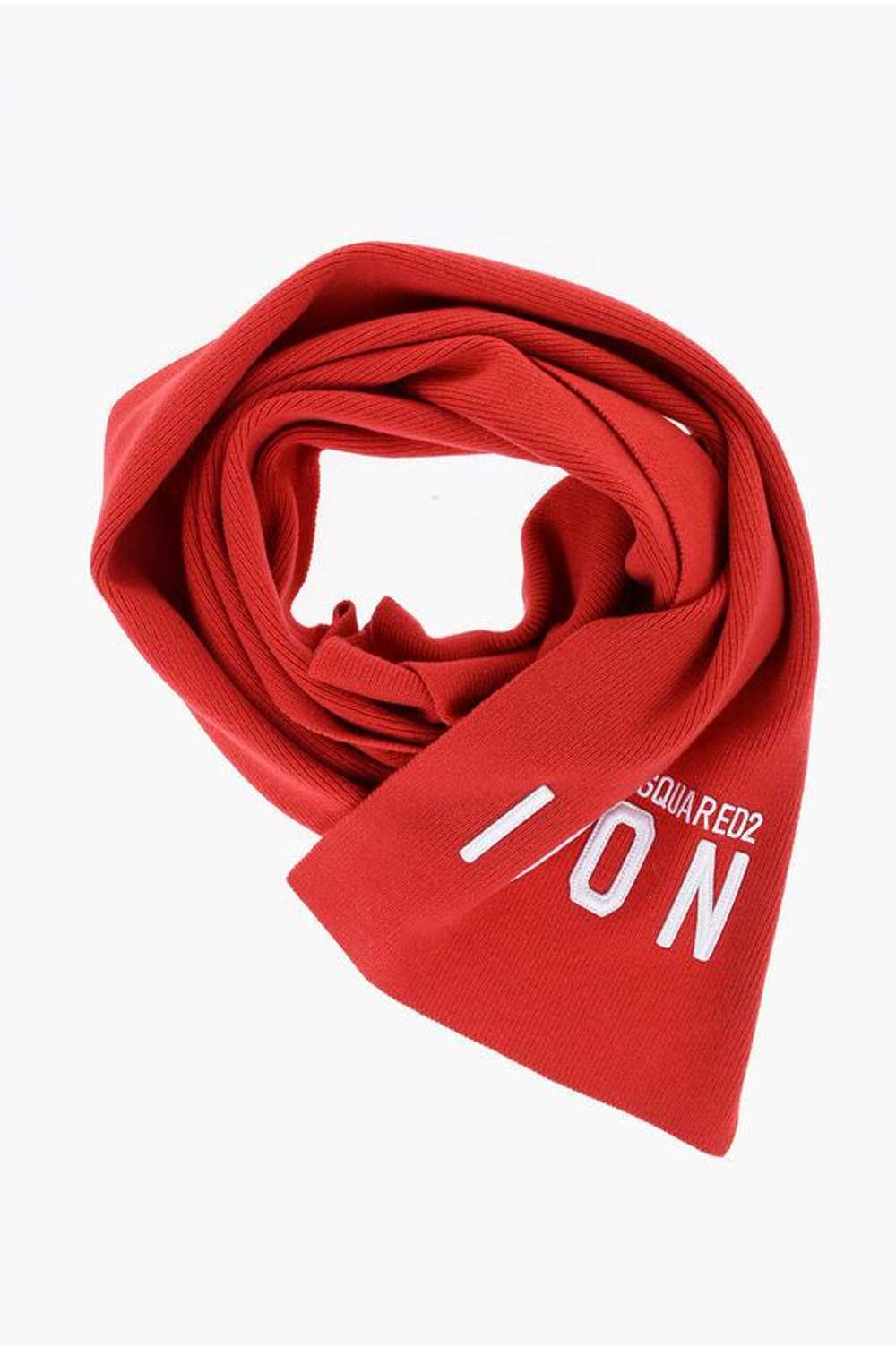 Dsquared2 ICON Solid Color Wool Scarf with Embroi… - image 1