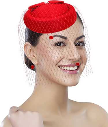 Pillbox Hat with Veil Vintage Fascinators for Wome