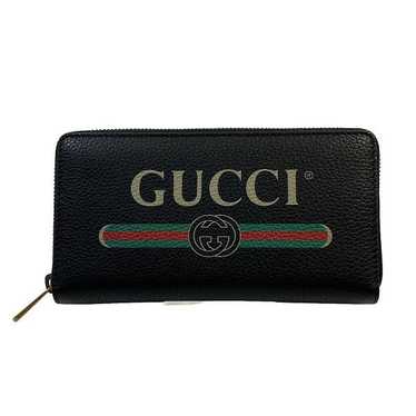 Gucci Gucci Gucci Logo Print Zip Around Wallet 496