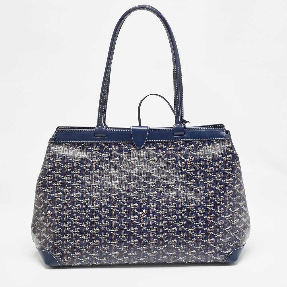 GOYARD Navy Blue ine Coated Canvas and Leather Be… - image 1