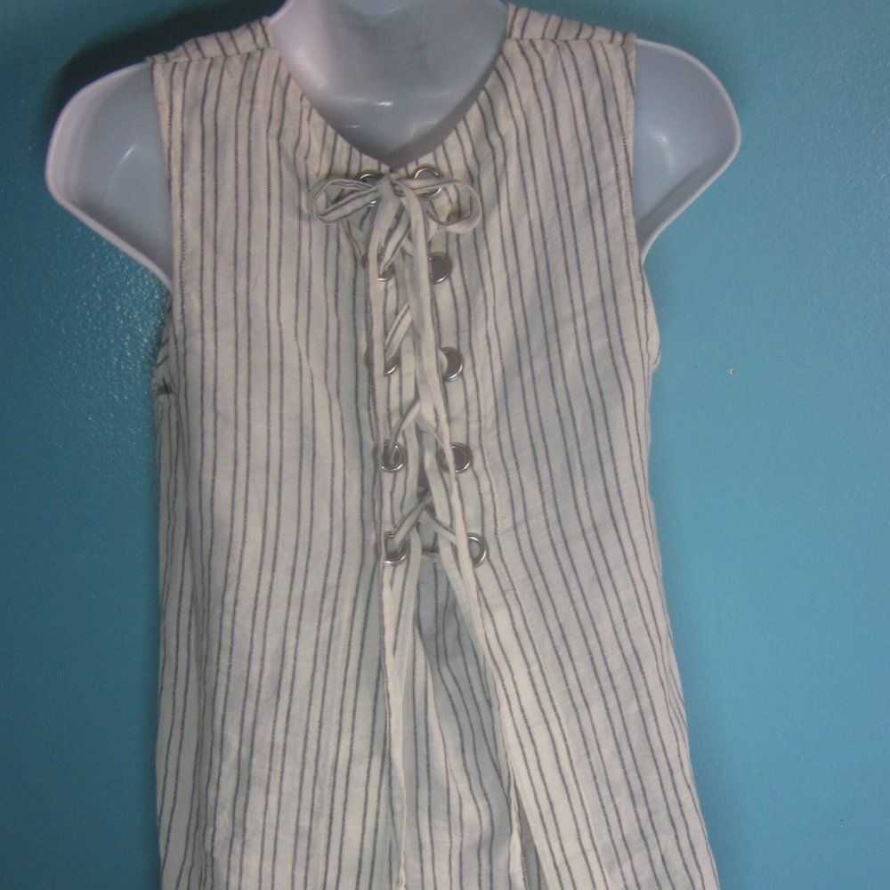 Theory Theory Womens Striped Lace Up Back Linen T… - image 11