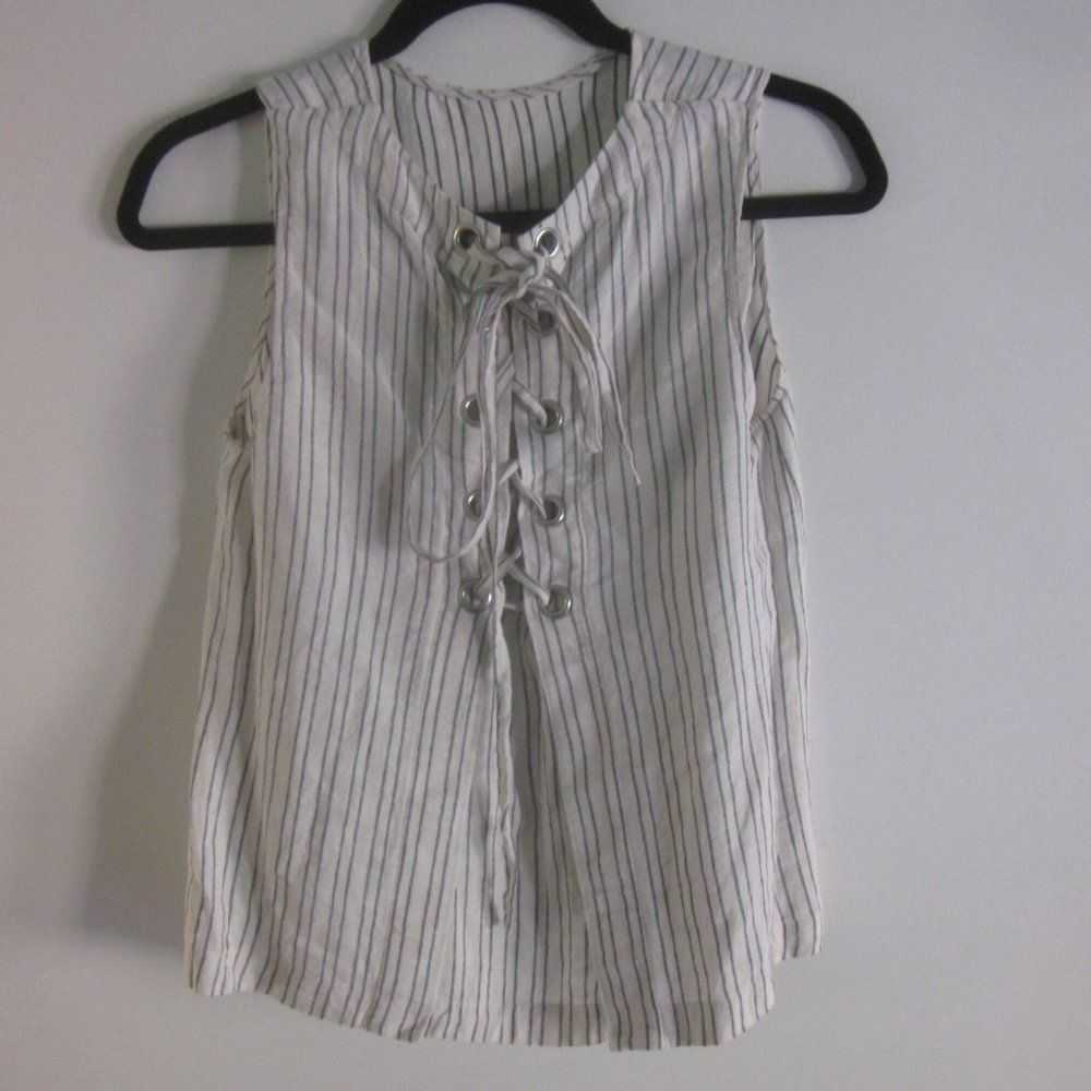 Theory Theory Womens Striped Lace Up Back Linen T… - image 8