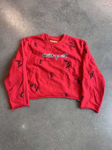 Carpet Carpet Embroidered Ant Crewneck Red Cropped