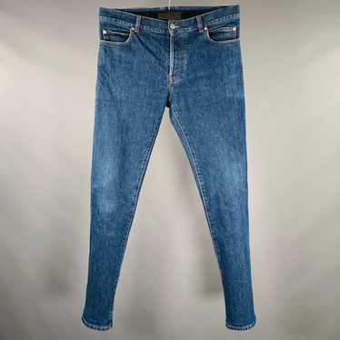 Balmain Blue Cotton Blend Button Fly Jeans