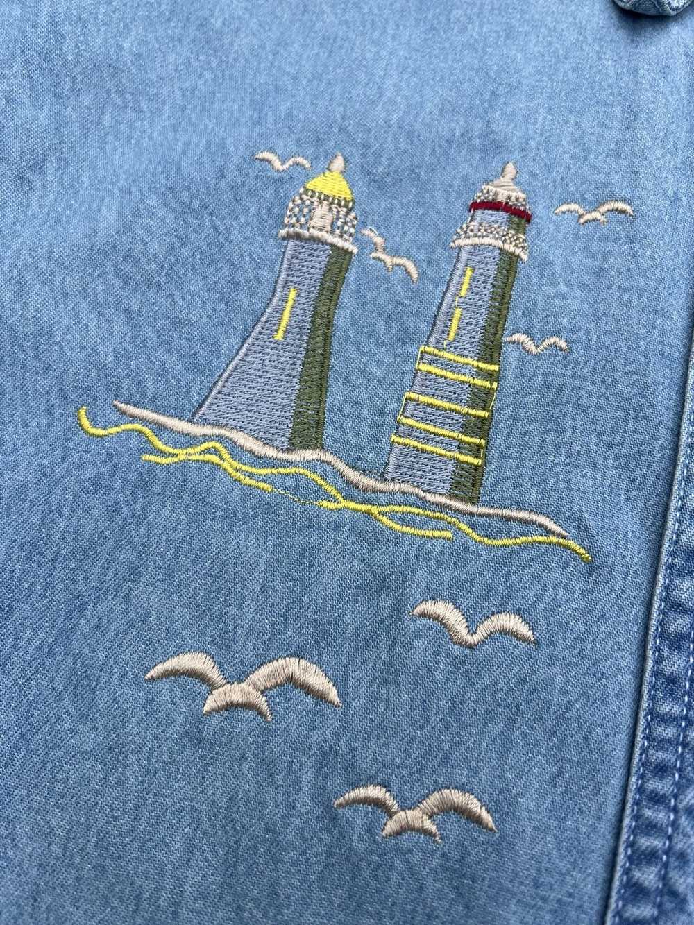 Vintage Vintage 90s Coastal Embroidered Lighthous… - image 5