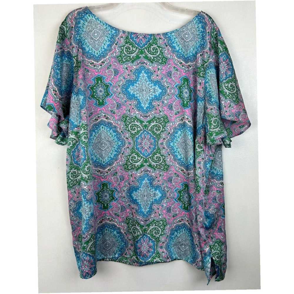 Talbots Paisley Print Flutter Sleeve Blouse with … - image 1