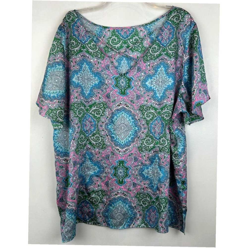 Talbots Paisley Print Flutter Sleeve Blouse with … - image 2