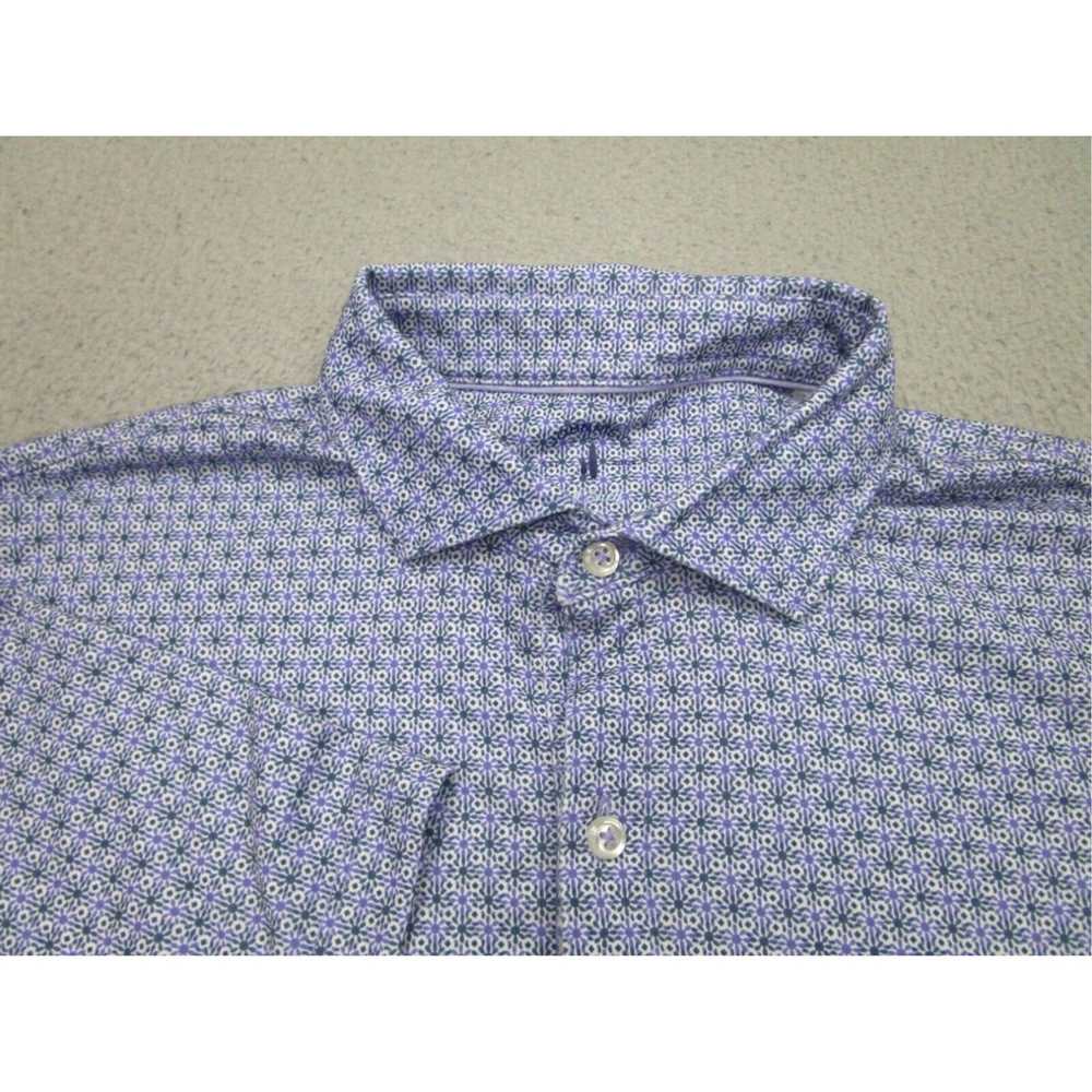 Vintage Men's Purple Blue Floral Golf Polo Shirt … - image 3