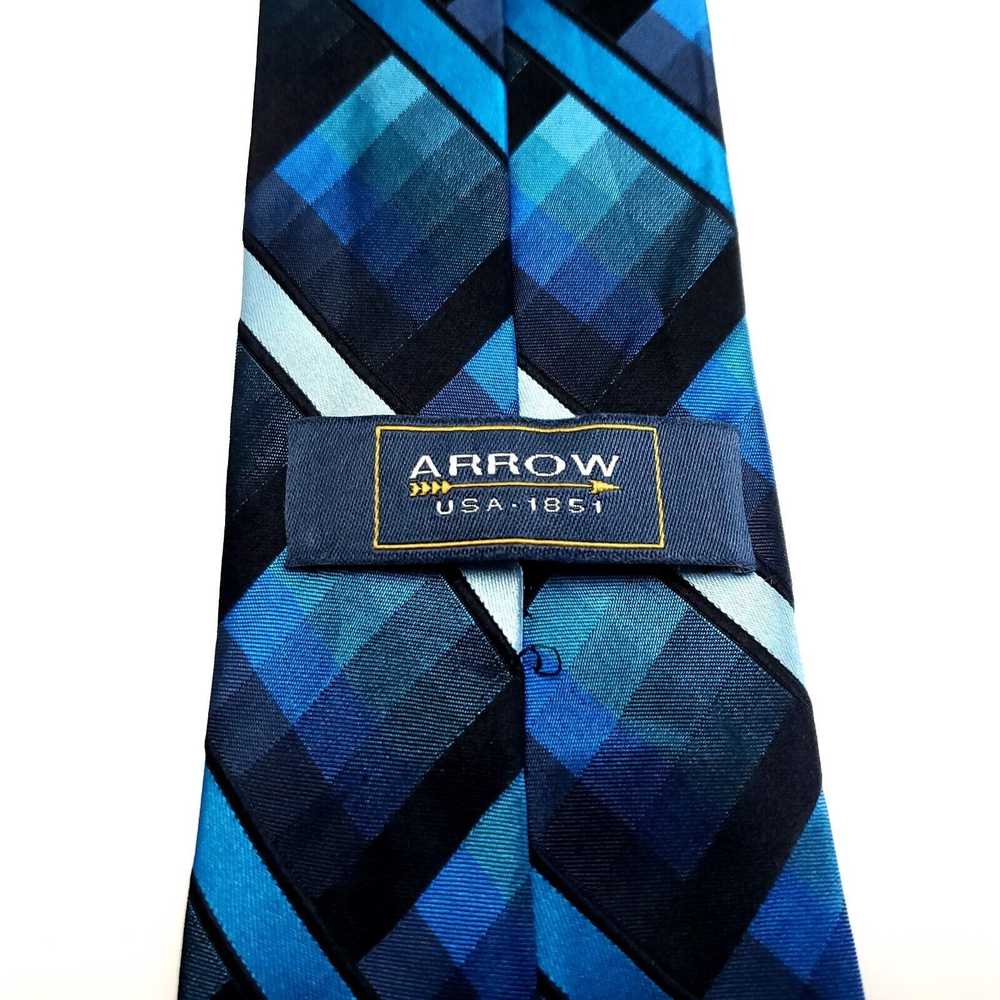 Arrow Arrow Blue Silk Tie Woven Striped - image 4