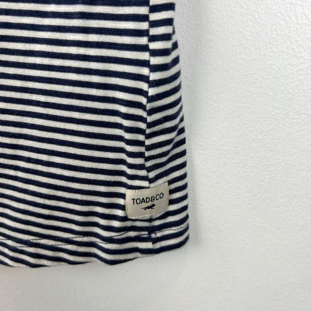 Vintage Navy Classic Striped Short Sleeve V Neck … - image 4