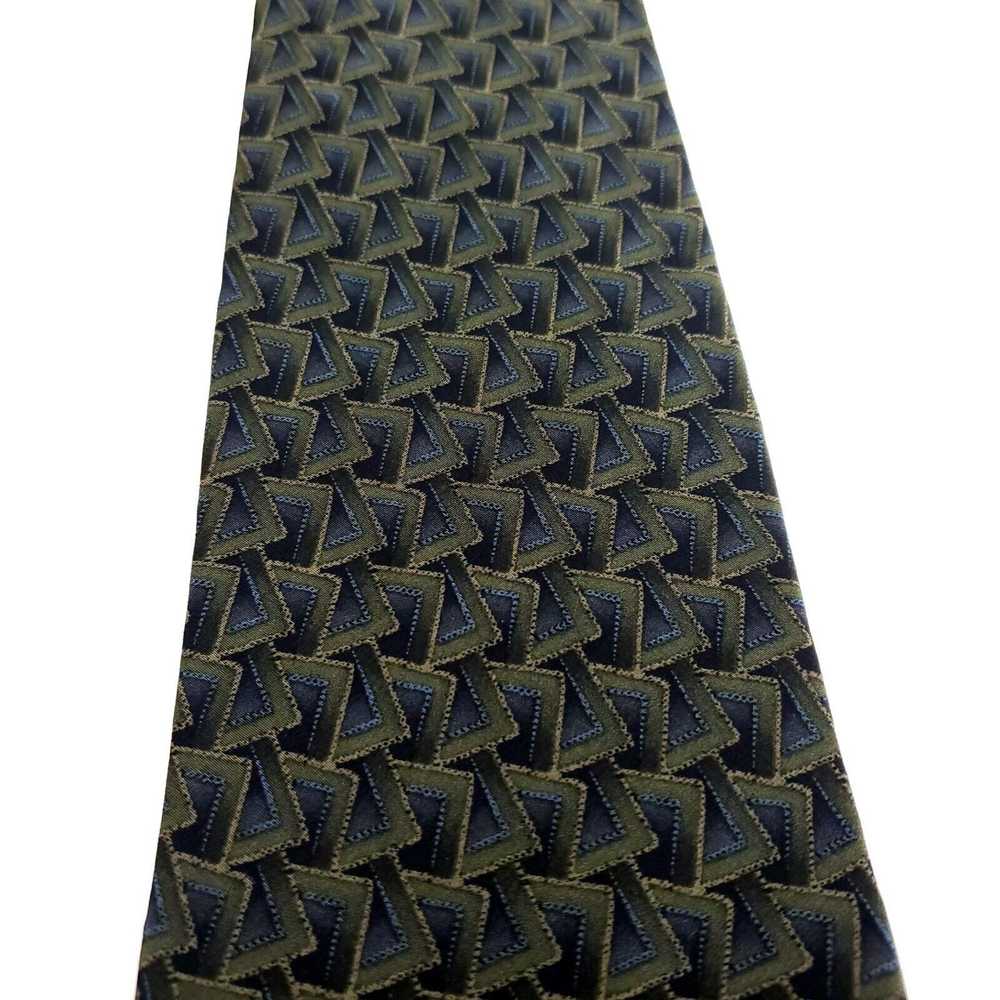 Dockers Dockers Green Silk Tie Woven Wide Geometr… - image 2