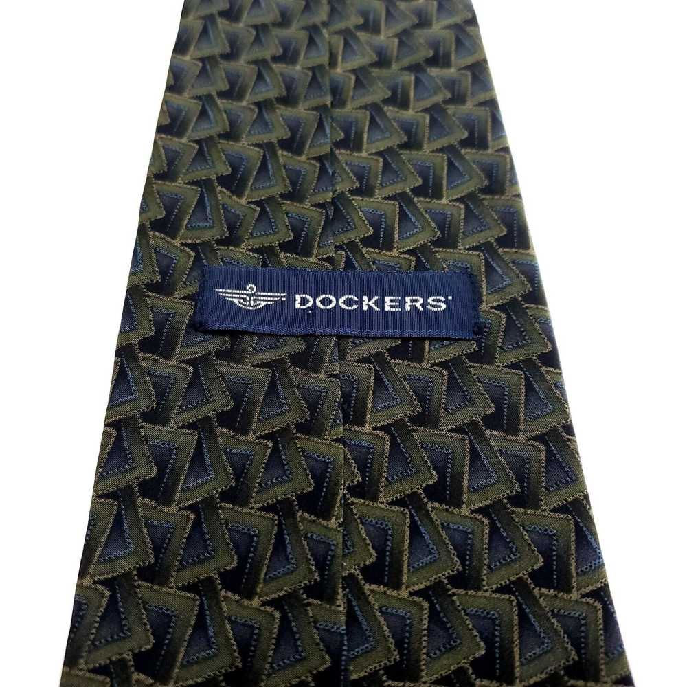 Dockers Dockers Green Silk Tie Woven Wide Geometr… - image 5