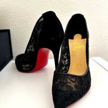 クリスチャンルブタン　follies lace パンプス Follies Strass - 100 mm Pumps - Mesh, suede calf and strass