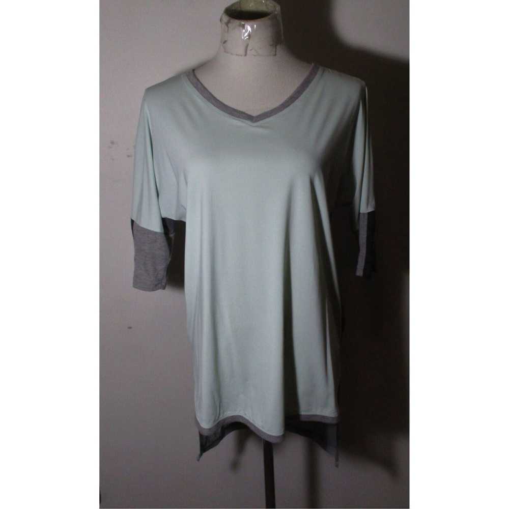 Blanc Noir Gray and Black Mesh Short Sleeve Top f… - image 1