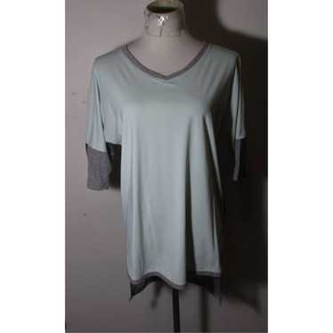 Blanc Noir Gray and Black Mesh Short Sleeve Top f… - image 1