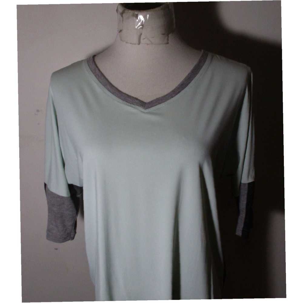 Blanc Noir Gray and Black Mesh Short Sleeve Top f… - image 2