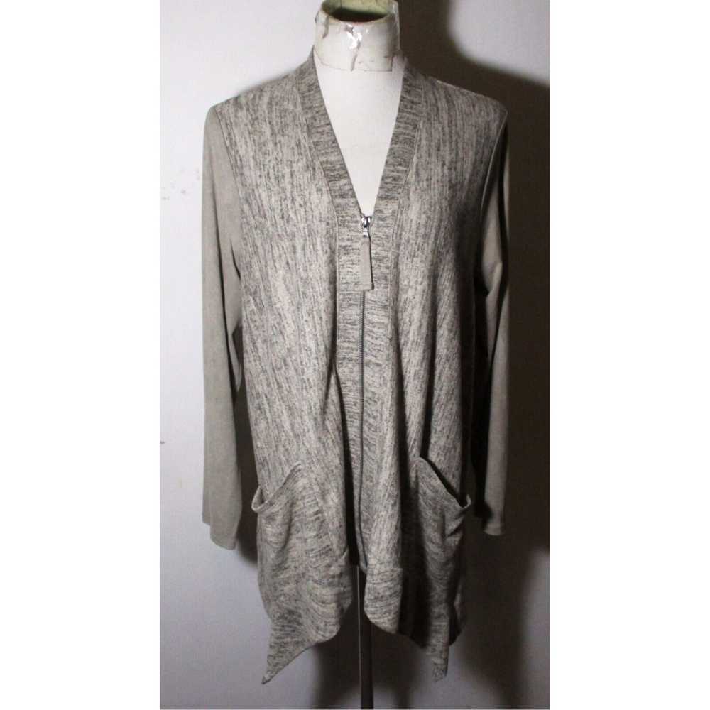 Vintage Gray Taupe Full Zip Asymmetrical Cover To… - image 1