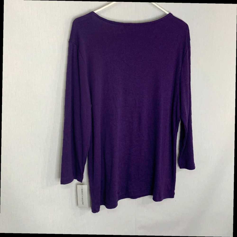 Vintage Purple Embroidered Pullover Blouse Top wi… - image 2