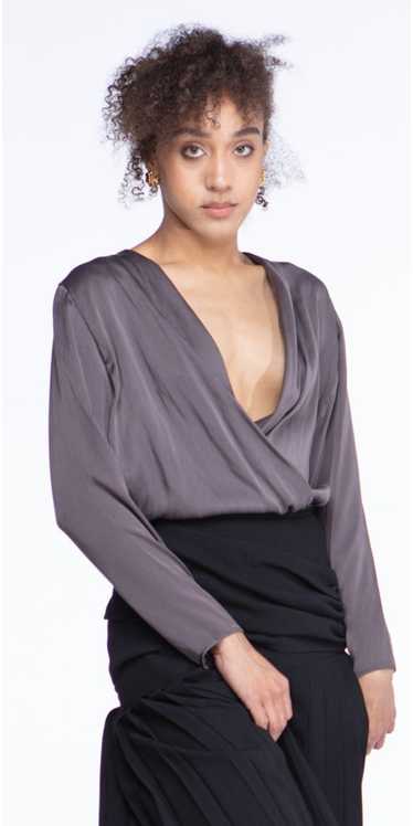 Silk charmeuse wrap top