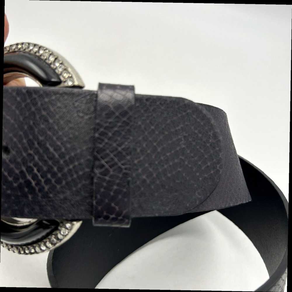 Vintage Womens Wide Black Leather Belt Featuring … - image 4