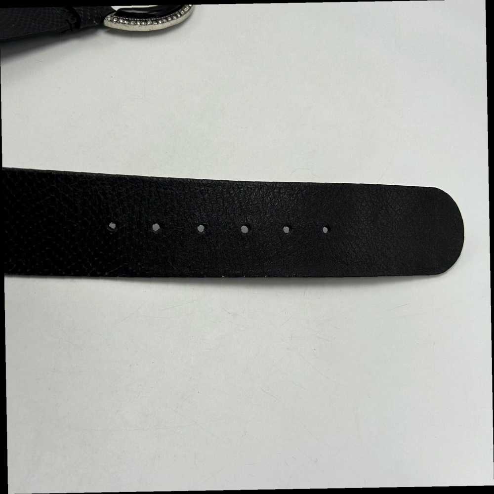 Vintage Womens Wide Black Leather Belt Featuring … - image 5