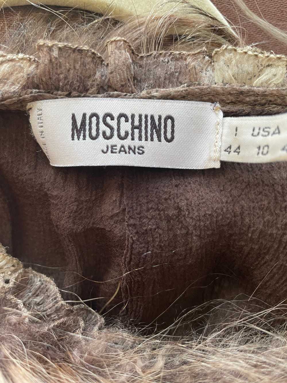 Moschino Jeans | Sheer Silk Snake Print Feather D… - image 11