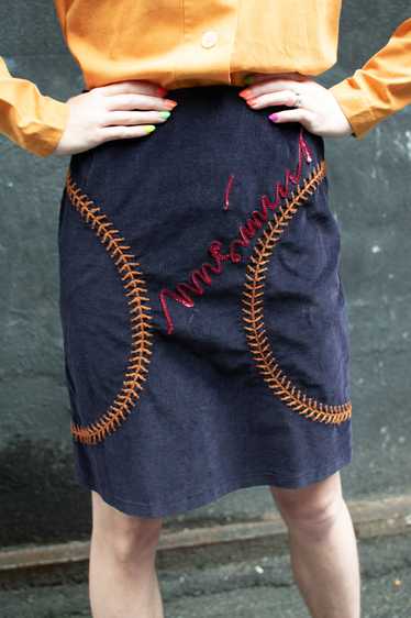 1990's | Moschino Jeans | Corduroy Baseball Skirt