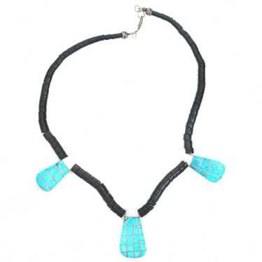 Superlative Modernistic Santo Domingo Coriz Turquoise Necklace Earrings Set Superlative Modernistic Santo Domingo Coriz Turquoise Necklace Earrings Set