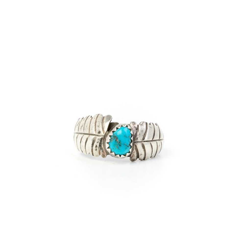 Turquoise Leaf Ring - Sz 6 - image 1