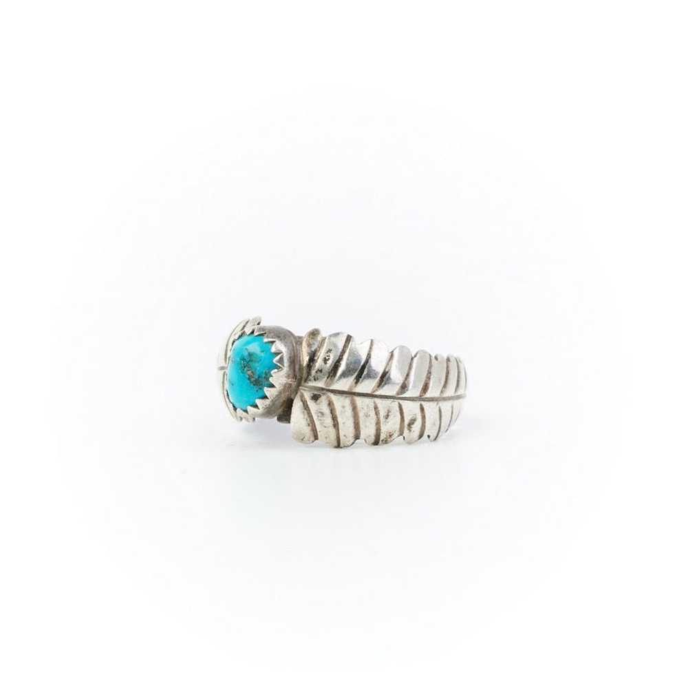 Turquoise Leaf Ring - Sz 6 - image 2