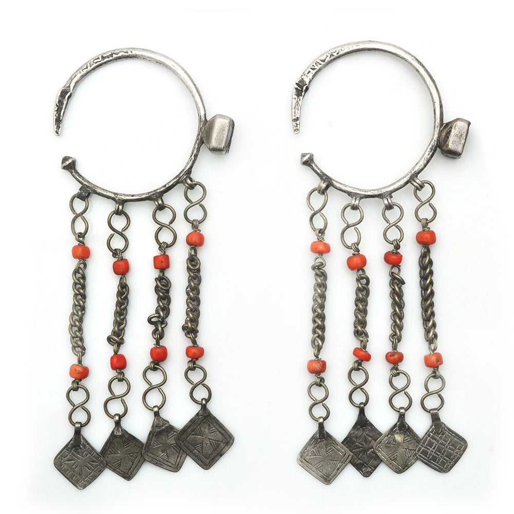 Berber Coral Curtain Earrings - image 1