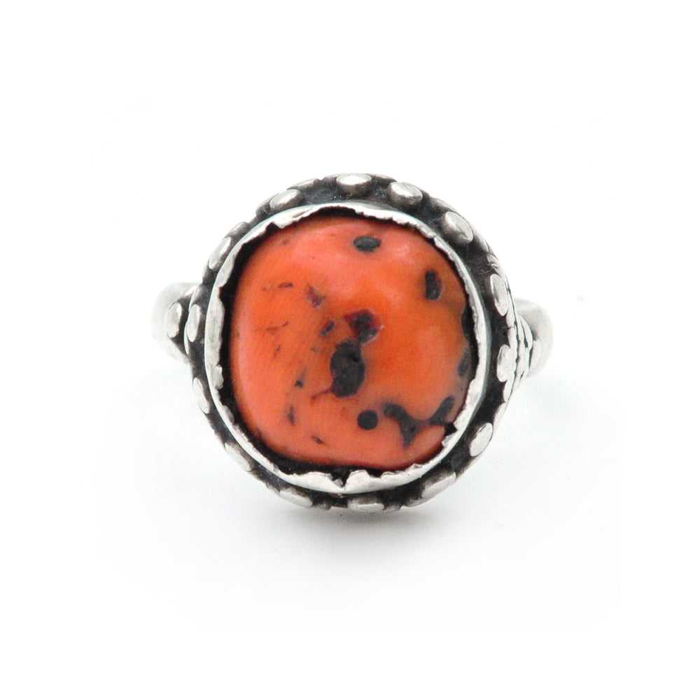 Tibetan Coral Ring - 9.5 - image 1